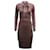 Prada Vestido midi de malha canelada com laço frontal em viscose de poliéster cor de vinho Bordeaux  ref.1293788