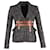 Tom Ford Couture Veste en tweed avec bordure en cuir en laine grise Marron  ref.1293883