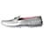 Tod's Silver flat loafers with branded hardware - size EU 37.5 Silvery Leather  ref.1293981