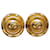 Chanel Gold CC Clip On Earrings Golden Metal Gold-plated  ref.1294274