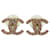 Boucles d'oreilles Chanel Gold CC Push Back Métal Plaqué or Doré  ref.1294284