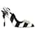 Roger Vivier Escarpins à bride arrière à boucle rayée en satin noir et blanc Multicolore  ref.1294690