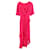 Autre Marque Saloni Rose Vestido midi com babados de bolinhas em seda rosa  ref.1294692