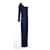 Vestido de noite de jersey com ombros de renda Yigal Azrouel Azul marinho Viscose  ref.1294814