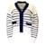 Autre Marque Sacai Blanc / Pull cardigan en tricot rayé bleu marine Polyester  ref.1296054