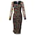 Robe mi-longue moulante froncée Ganni en maille de soie à imprimé floral  ref.1296590