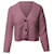 Ganni Rib Knit Cropped Cardigan in Pink Wool  ref.1296623