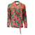 Autre Marque Gucci Rouge / vert / Blouse en soie imprimée roses ornées de perles noires Multicolore  ref.1297052