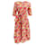 Autre Marque Fatto In Italia Multi Floral Cotton Tie Waist Midi Dress Red  ref.1297055