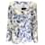 Autre Marque Oscar de la Renta Ivory / Blue Floral Printed Belted Cotton Jacket  ref.1297068