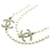 Weiße Chanel CC Kunstperlenkette Metall  ref.1297162