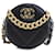 Pelle di agnello Chanel nera 19 Pochette rotonda con cartella a catena Nero  ref.1297163
