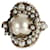 Gucci Floral Buds Brass Tone Faux Pearl Flower Cocktail Ring Metallic  ref.1297324