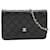 Wallet On Chain Chanel Pele de cordeiro preta 2014 Carteira na corrente Preto Couro  ref.1297407