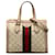 Gucci Brown Small GG Supreme Ophidia Satchel Beige Leather Cloth Pony-style calfskin Cloth  ref.1297539