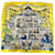 Foulard Hermès « La maison des carrés » très rare Soie Jaune  ref.1298164