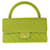 Chanel Bolsa com alça superior em pele de cordeiro verde Kelly Parent Verde claro Couro  ref.1298526