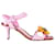 Dolce & Gabbana Sandálias de salto baixo embelezadas em couro rosa  ref.1298617