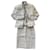 Ensemble jupe et veste en tweed ivoire Escada, orné de perles, taille 34 Coton Polyester Nylon Rayon Blanc  ref.1298813