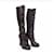 Gucci Knee High Heel Black Leather Boots Bamboo Buckle Quileted  ref.1298823