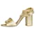 Valentino Gold VLogo sandal heels - size EU 39 Golden Leather  ref.1299330