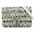 Bolso con solapa y cierre de belleza de tweed Chanel verde Cuero  ref.1300569