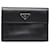 Black Prada Saffiano Trifold Compact Wallet Leather  ref.1300582