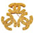 Broche Chanel Triplo CC Dourado Metal  ref.1300730