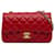Chanel Red Mini Classic in pelle di agnello rettangolare a patta singola Rosso  ref.1301180