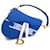 Saddle Bolsa de selim oblíqua de couro com relevo azul Dior Bezerro-como bezerro  ref.1301262