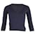Top de manga corta con cuello en V de Mulberry en algodón azul marino  ref.1301322