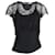 Maje Lace Scoop Neck Short Sleeve Blouse in Black Modal Cellulose fibre  ref.1301351