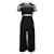 Self Portrait Fleur Jumpsuit mit weitem Bein und Spitzeneinsätzen aus schwarzem Polyester  ref.1301792