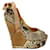 Cunhas de envoltório de tornozelo com plataforma Lanvin em tela com estampa animal Lona  ref.1301795