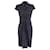 Hugo Boss Boss drapiertes knielanges Kleid aus marineblauer Baumwolle  ref.1302112