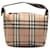Burberry - Mini sac à main marron à carreaux House Cuir Toile Veau façon poulain Tissu Beige  ref.1302577