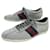 GUCCI SHOES WEB STUDS SNEAKERS 419544 39 SILVER CANVAS SNEAKERS SHOES Silvery Cloth  ref.1302633