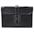 Hermès BOLSO DE MANO VINTAGE HERMES JIGE ELAN 29 POUCH DE PIEL PM BOX BAG CLUTCH Negro Cuero  ref.1302652