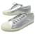 Céline NEW CELINE BASKETS BLANK SHOES 400to10 39 SILVER CANVAS LEATHER SNEAKERS Silvery  ref.1302727