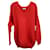 Suéter grande Balenciaga com decote em V em algodão vermelho  ref.1302755