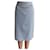 Céline Skirts Grey Light blue Leather Wool  ref.1302815