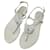 Sandálias de salto Chanel Thong CC com logo slingback. Cinza Couro  ref.1303008
