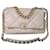 Bolsa Chanel Bege Acolchoada em Pele de Cordeiro Grande 19 com Aba Couro  ref.1303013