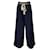 Autre Marque Ulla Johnson Bleu Marine / Pantalon large en coton avec ceinture en corde à coutures contrastées blanc  ref.1303060