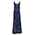 Autre Marque Bottega Veneta Bleu / Blanc / Robe longue en soie imprimée à paillettes noire  ref.1303072