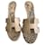 Hermès Hermes oasis leopard sandals Biscuit colour Beige Leather  ref.1303218