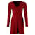 Vestido de malha de manga comprida Alaïa em lã vermelha Vermelho  ref.1303336