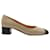 Timeless Zapatos de tacón medio con puntera y detalle de cadena de Chanel en cuero beige Carne  ref.1303375