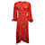 Ganni Kochhar Vestido largo floral en seda roja  ref.1303387