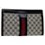 GUCCI GG Supreme Sherry Line Clutch Bag PVC Navy Red 010 378 Auth th4695 Navy blue  ref.1303574